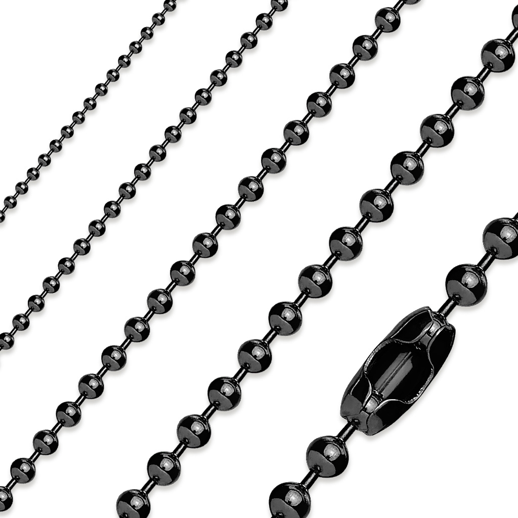 Šperky4U Kuličkový řetízek černý, tl. 2 mm - OPE1032-020-40