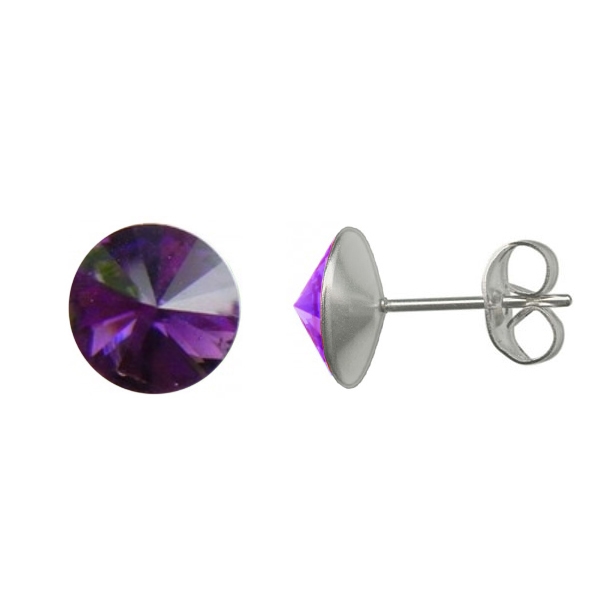 NUBIS® Ocelové náušnice 8mm, AMETHYST - NZ003-AM