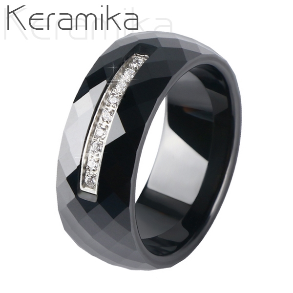 NUBIS® Keramický prsten černý, šíře 8 mm, vel. 52 - velikost 52 - KM1006-8-52