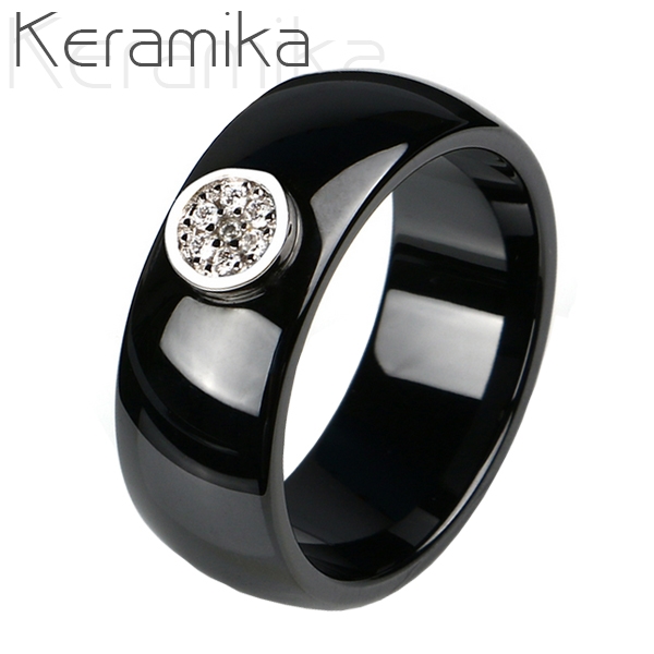 NUBIS® Keramický prsten černý, šíře 8 mm, vel. 52 - velikost 52 - KM1004-8-52