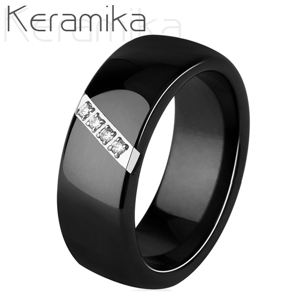 NUBIS® Keramický prsten černý, šíře 8 mm, vel. 52 - velikost 52 - KM1007-8-52