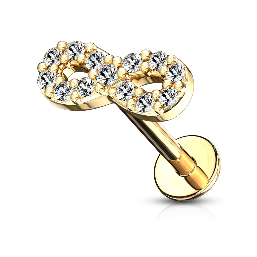 Šperky4U Piercing do brady - ležatá osmička 1,2 x 8 mm - LB1083-1208-GDC