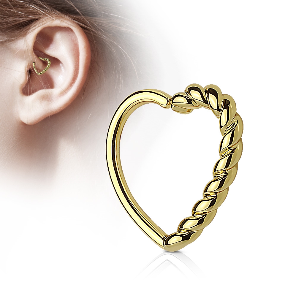 Šperky4U Piercing do nosu/ucha srdce - N0121-GD