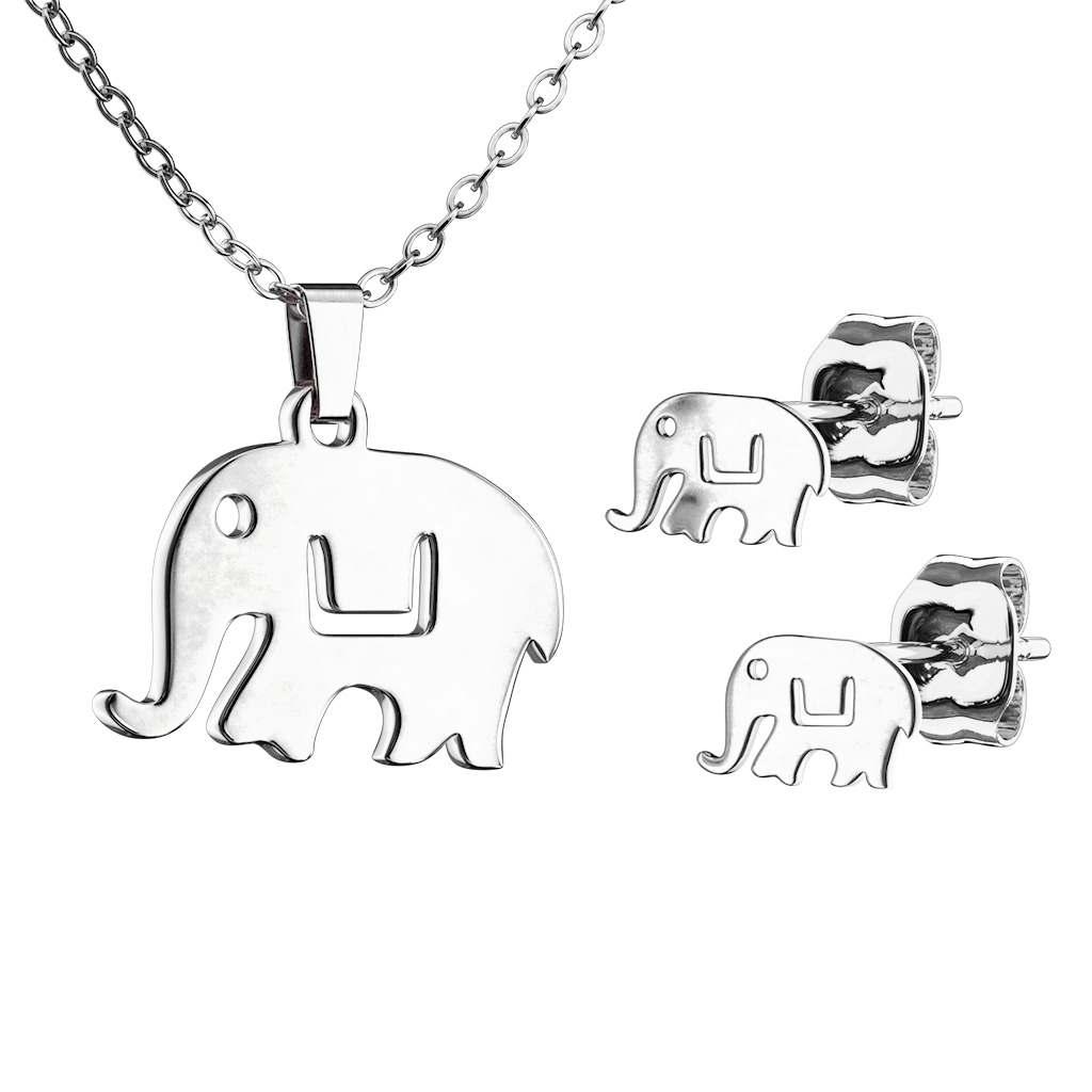 Set šperkov z chirurgickej ocele, slonica