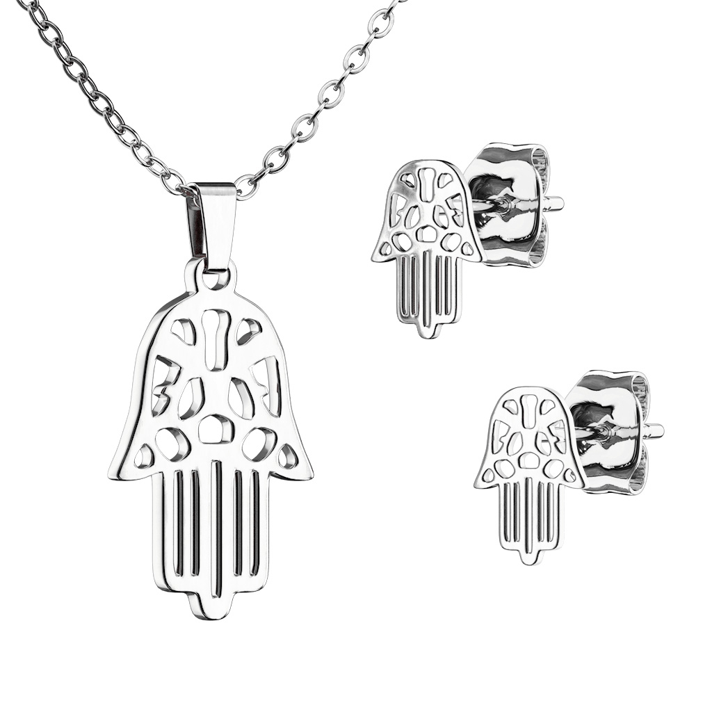 Šperky4U Set šperků z chirurgické oceli, hamsa ruka Fatimy - SET0068-ST