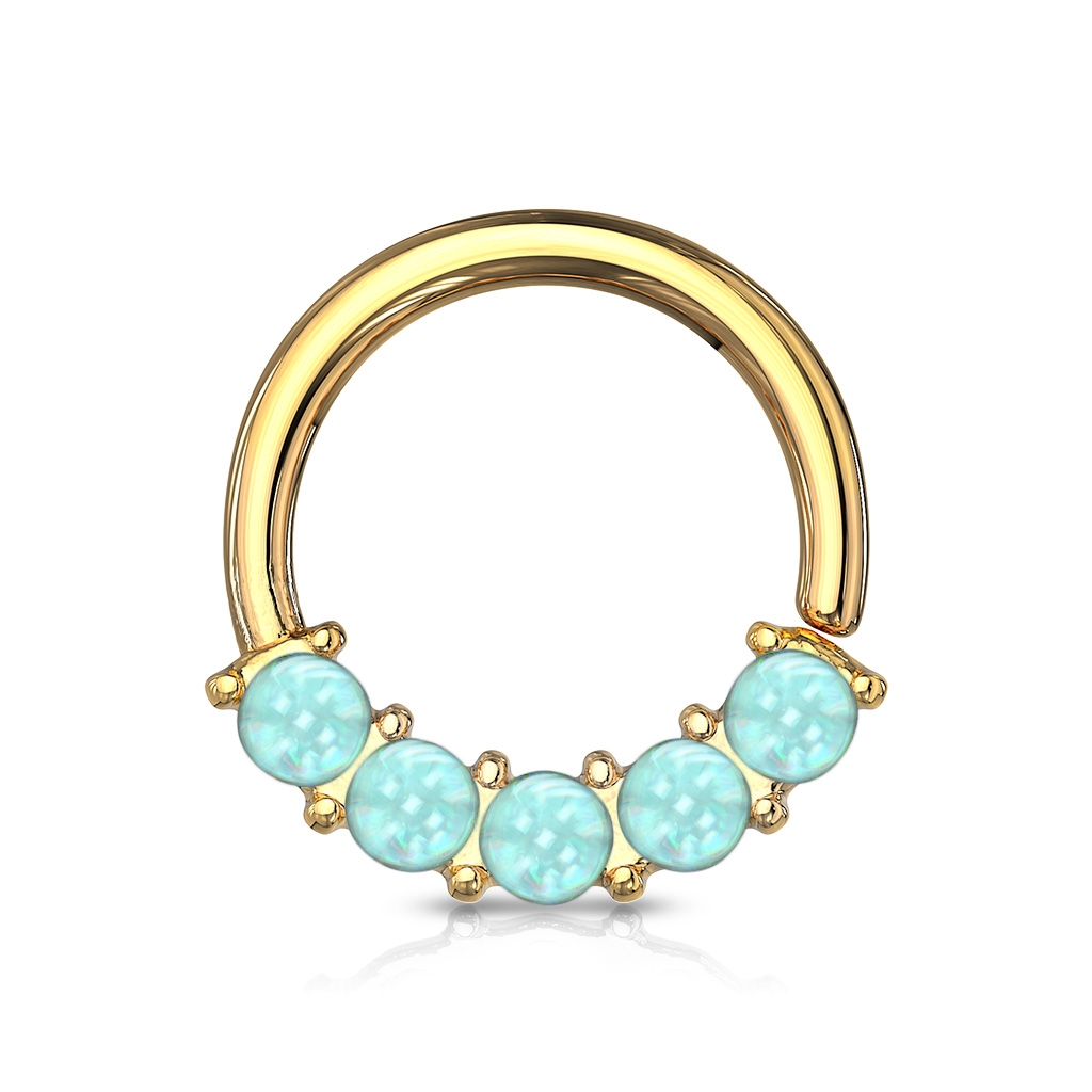 Šperky4U Zlacený piercing kruh s modrými kameny 1,0 x 10 mm - K01052-GDB