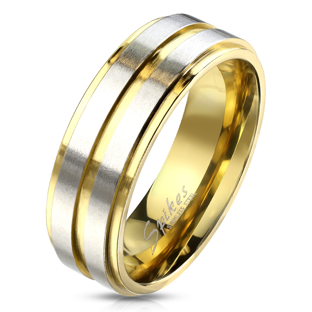 Šperky4U OPR1764 Dámský snubní ocelový prsten s pruhy - velikost 49 - OPR1764-49
