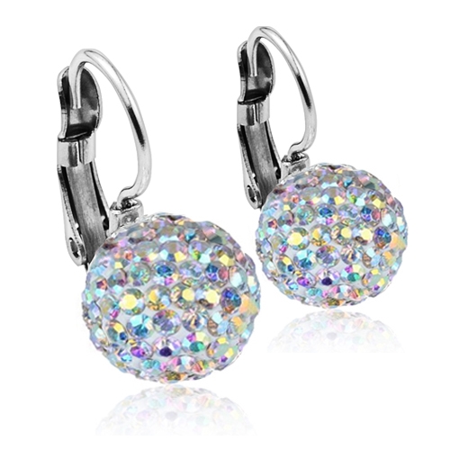 Oceľové náušnice guľa 10 mm Crystals from Swarovski ® AB