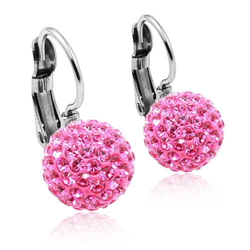 Oceľové náušnice guľa 10 mm Crystals from Swarovski ® Pink