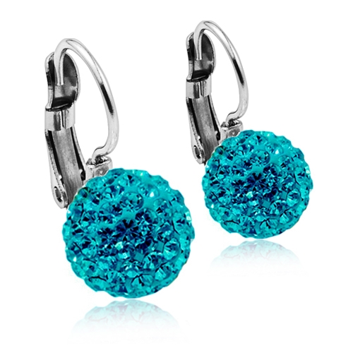 Oceľové náušnice guľa 10 mm Crystals from Swarovski ® Aqua