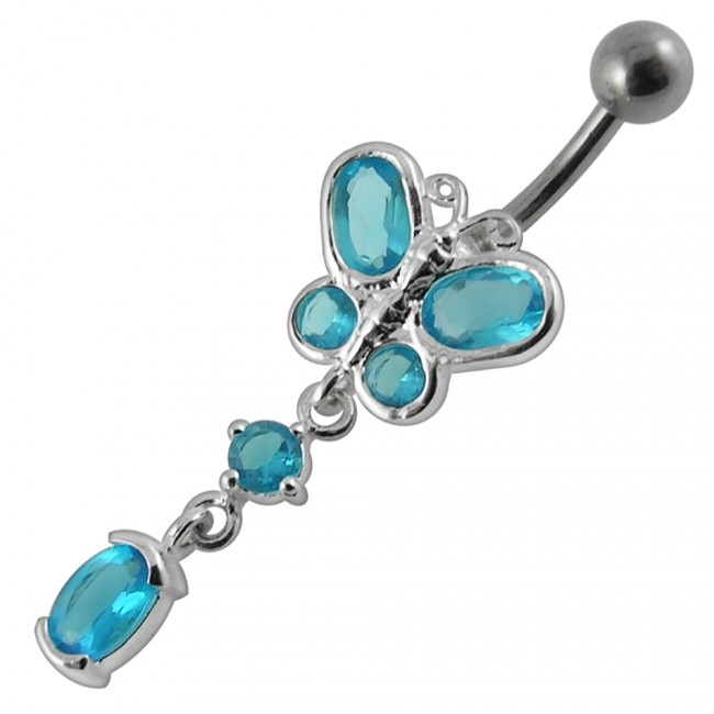 Šperky4U Stříbrný piercing do pupíku - motýlek - BP01272-Q
