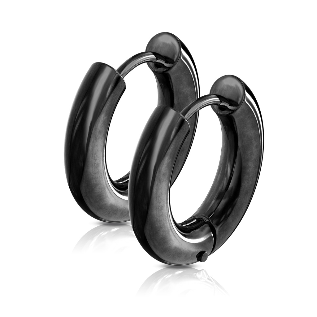 Šperky4U Černé ocelové náušnice - kruhy 22 mm - OPN1647-22