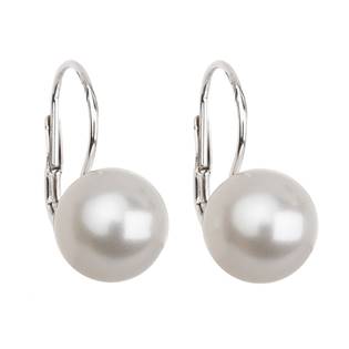 Stříbrné náušnice s perlou Crystals from Swarovski® White