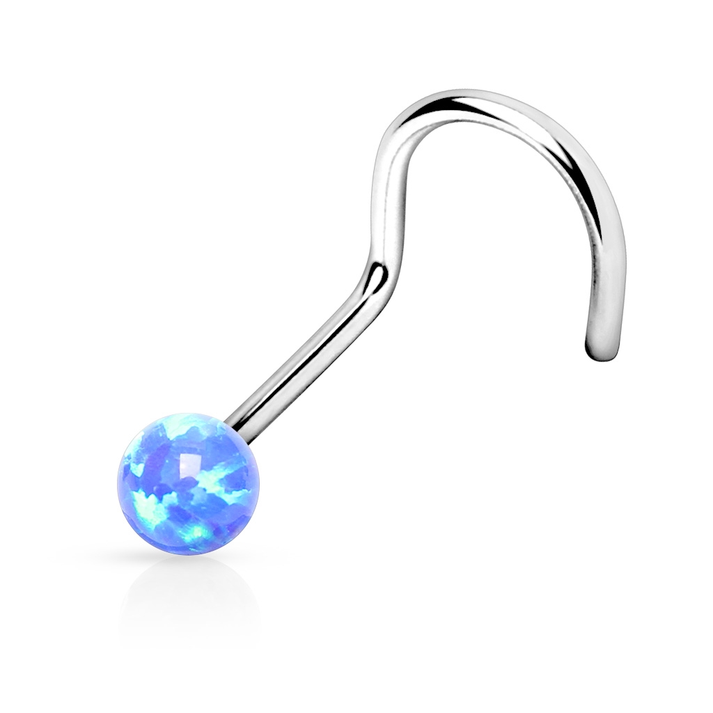 Šperky4U Zahnutý piercing do nosu opál - N01012-B