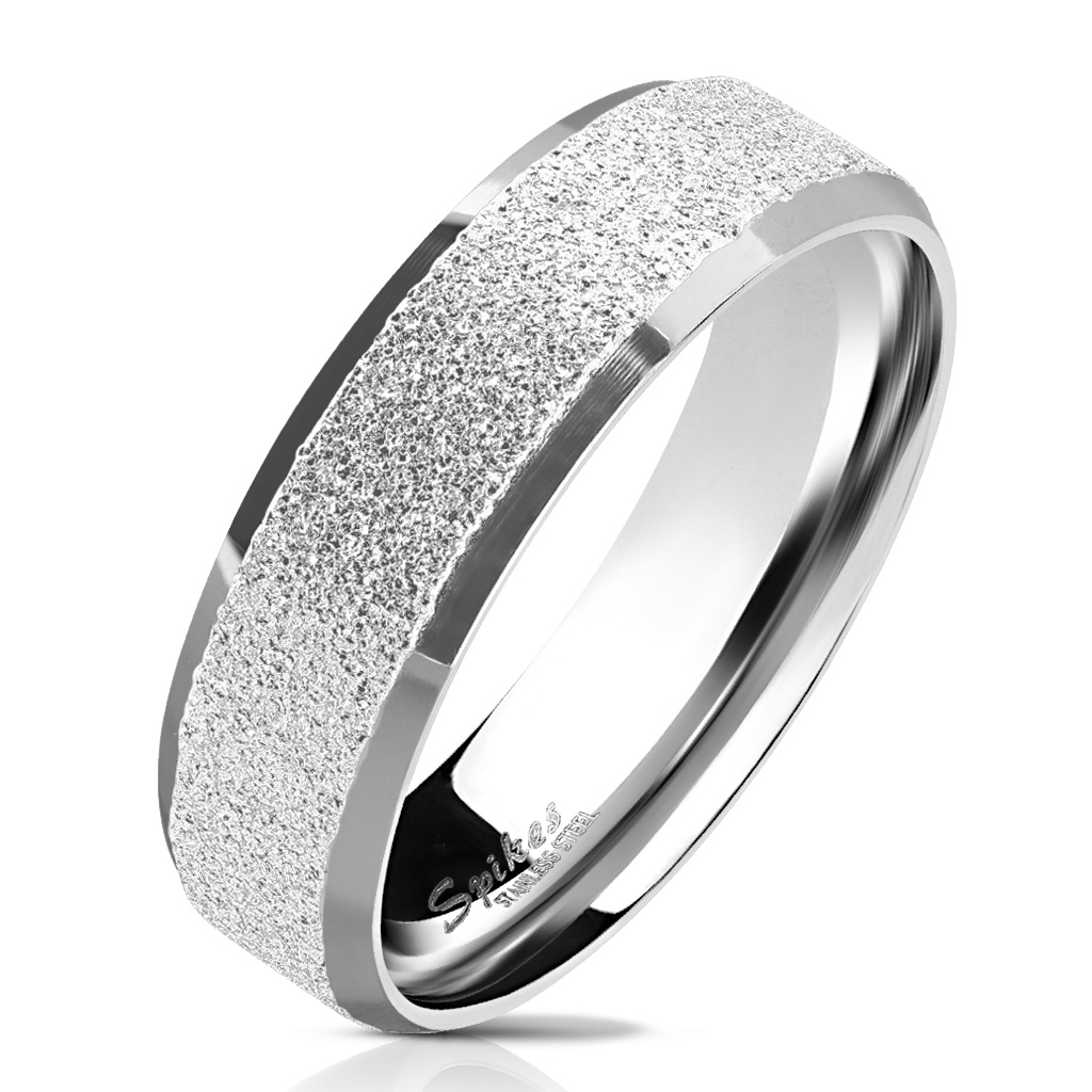 Šperky4U Ocelový prsten pískovný, šíře 6 mm - velikost 52 - OPR0077-52