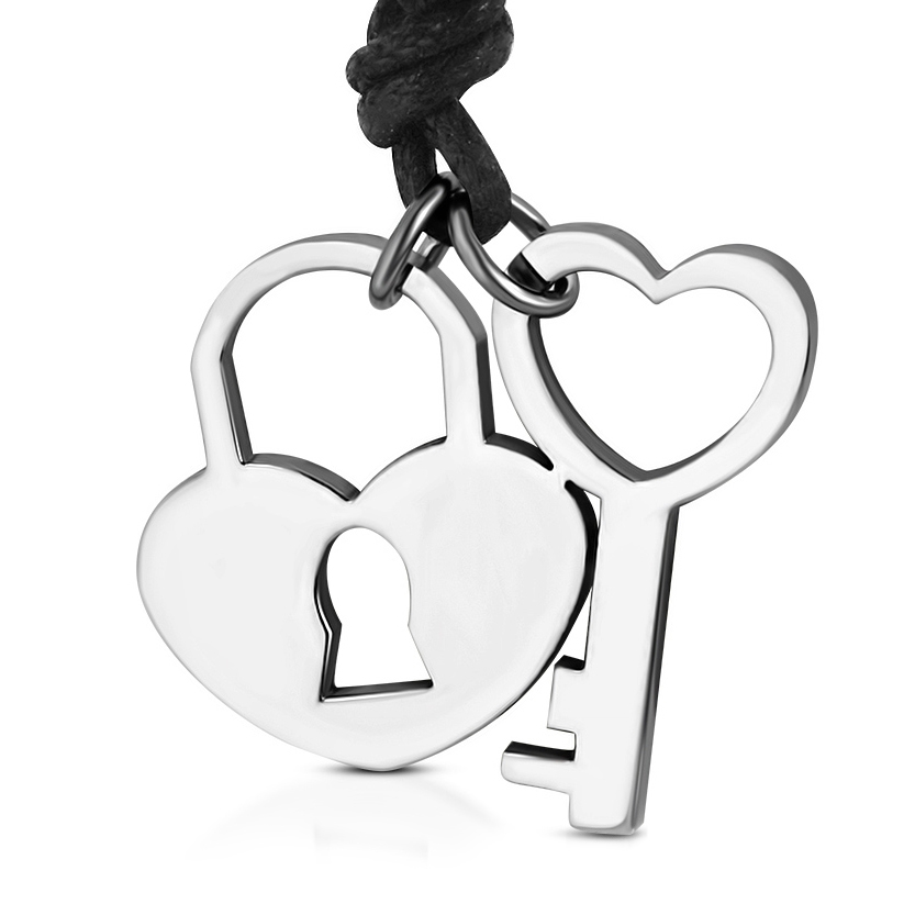 Šperky4U Náhrdelník s ocelovým zámečkem a klíčem - OPD0155