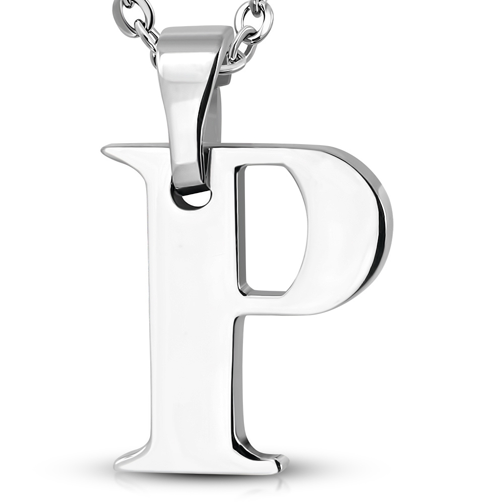 Oceľový prívesok písmeno - iniciálka P