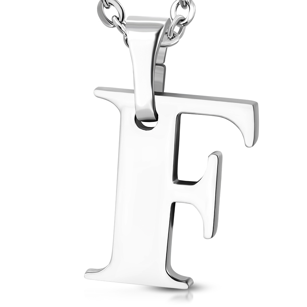 Oceľový prívesok písmeno - iniciálka F