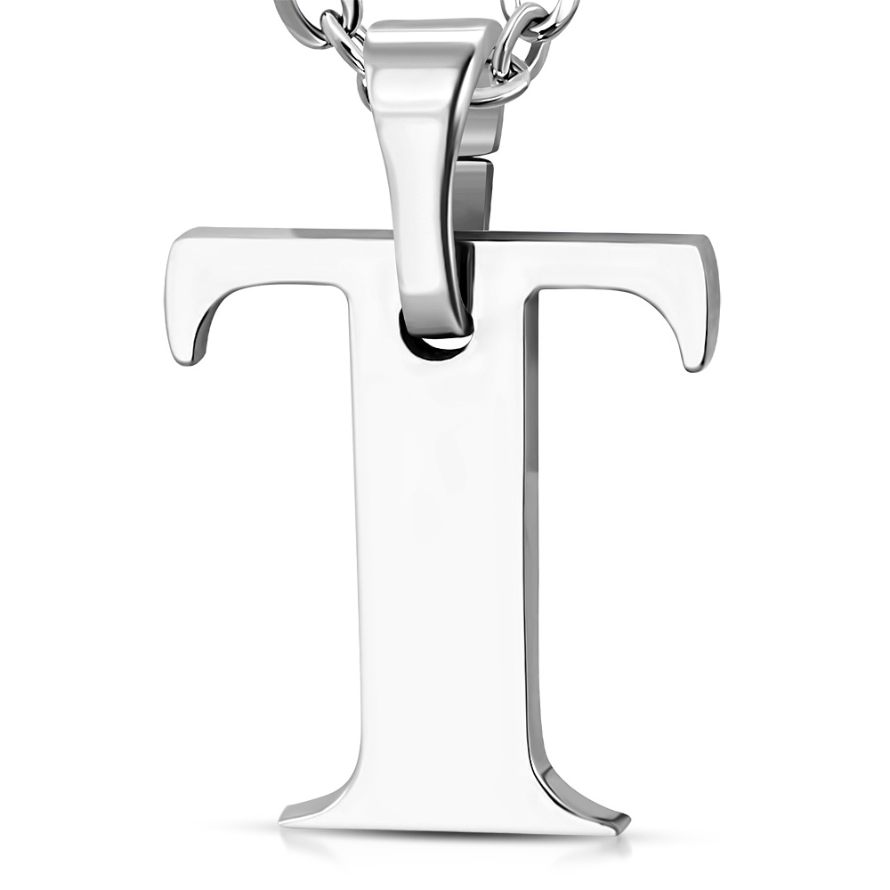 Oceľový prívesok písmeno - iniciálka T