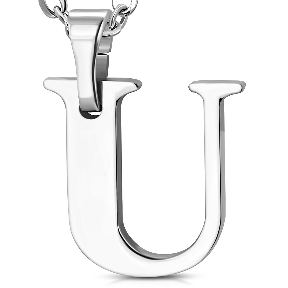 Šperky4U Ocelový přívěšek písmeno - iniciála U - OPP1706-U