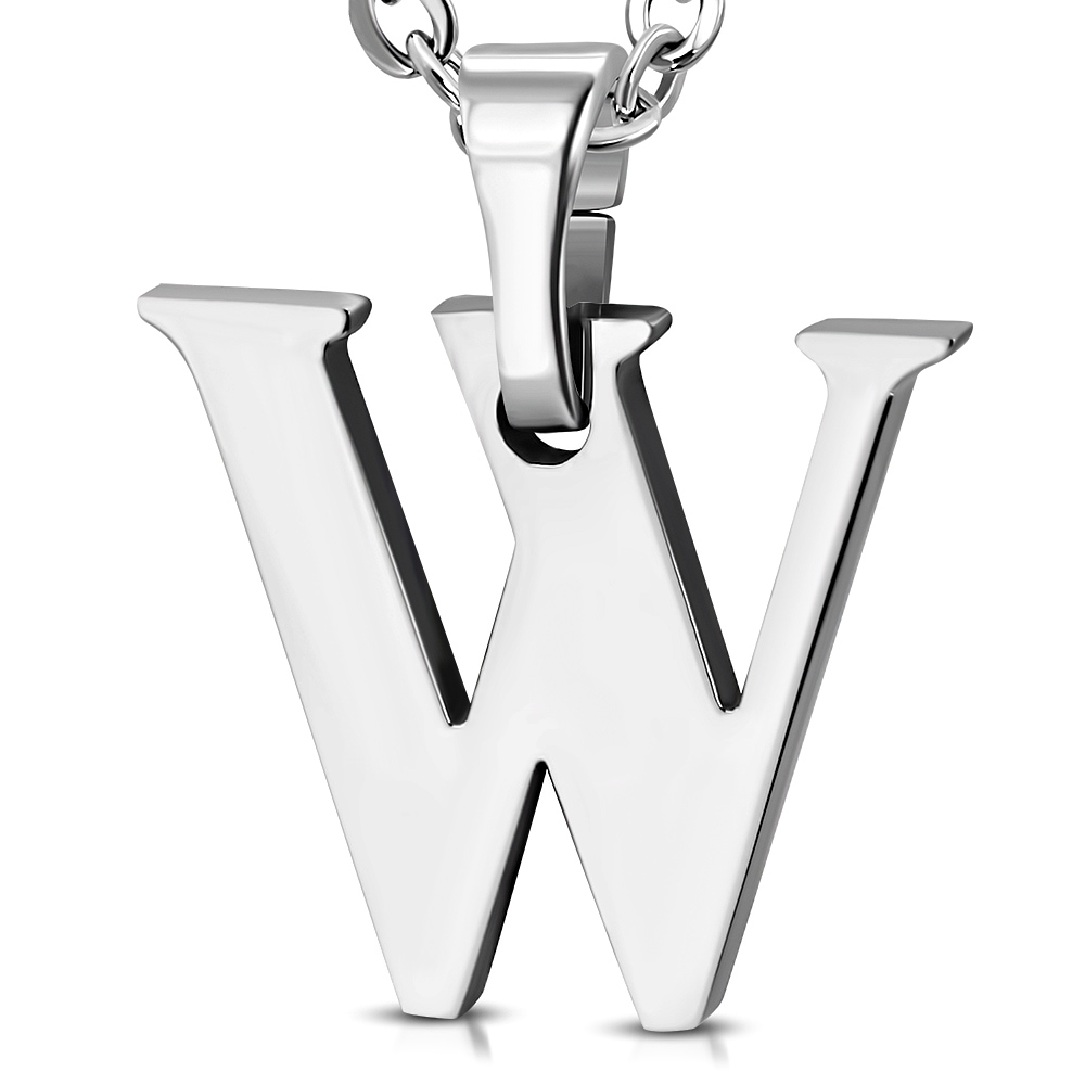Oceľový prívesok písmeno - iniciálka W