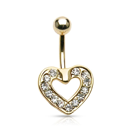 Šperky4U Pozlacený piercing do pupíku - srdíčko - WP01104