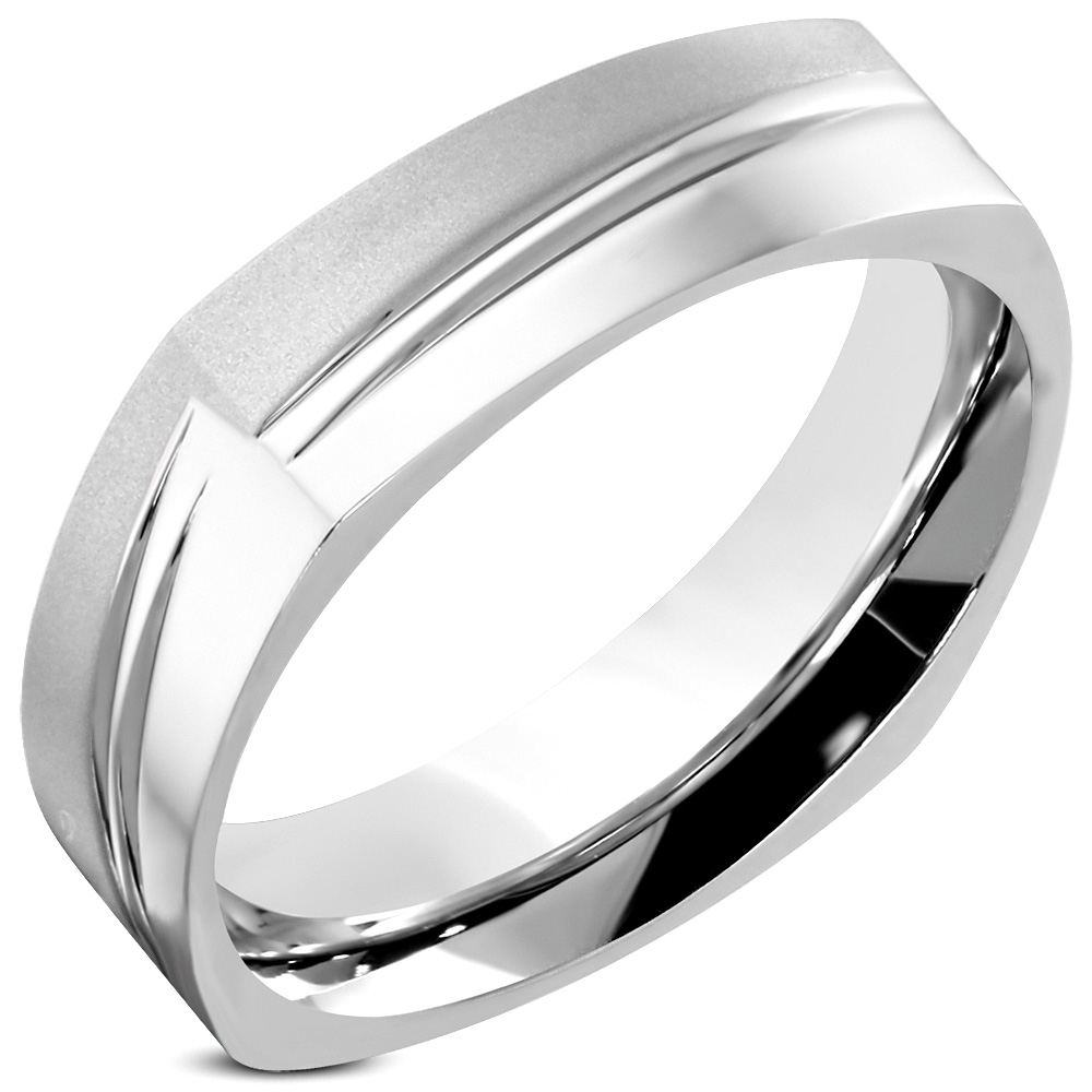 Hranatý oceľový prsteň, šírka 3 mm, veľ. 70