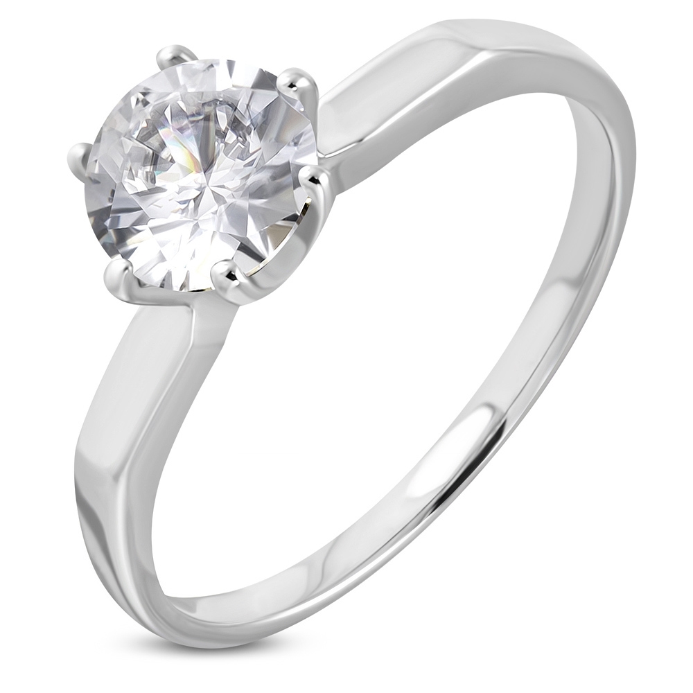 Šperky4U Ocelový prsten se zirkonem - velikost 57 - OPR1777-57