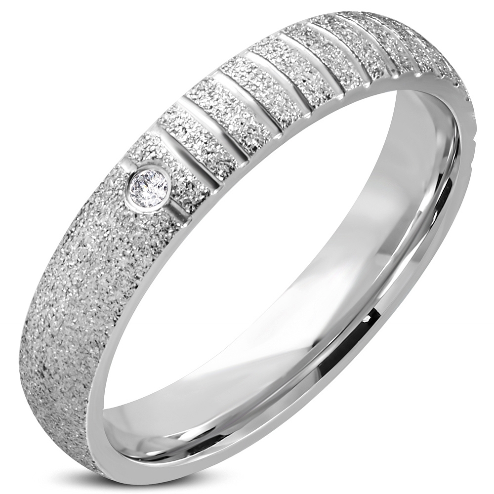 Šperky4U Pískovaný ocelový prsten, šíře 4 mm - velikost 49 - OPR1729-4-49
