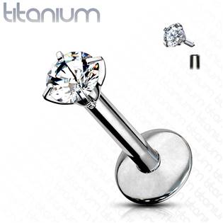 Piercing do brady - labreta titan, 1,2 x 8 mm, kámen 2 mm