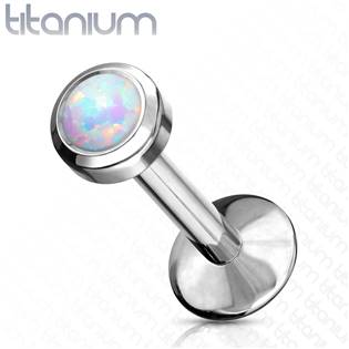 Piercing do brady - labreta titan, 1,2 x 8 mm, opál 3 mm