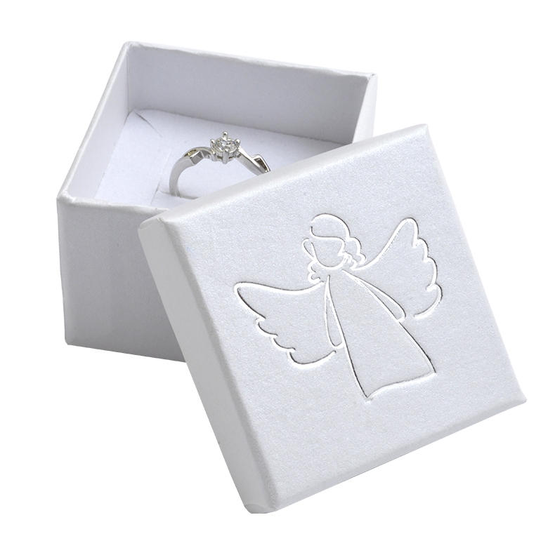 Biela darčeková krabička, strieborný anjel
