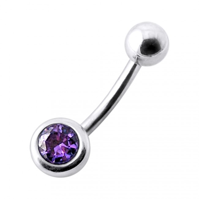 Šperky4U Stříbrný piercing do pupíku se zirkonem - BP01024-A