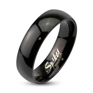 Ocelový prsten černý, šíře 6 mm