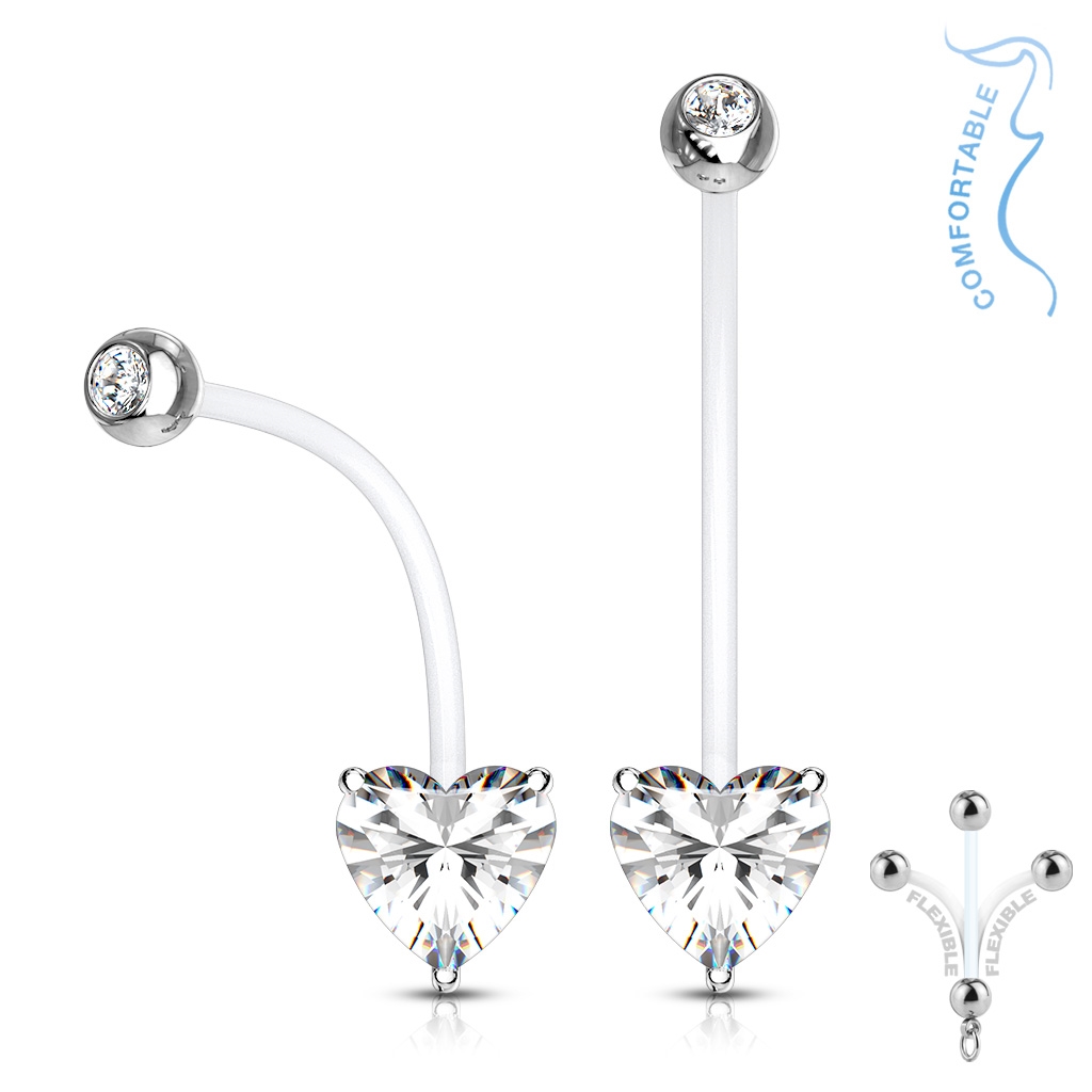 Šperky4U Těhotenský piercing do pupíku - srdíčko - WP01319-C