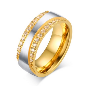 Šperky4U Dámský ocelový prsten se zirkony, šíře 7,5 mm, vel. 60 - velikost 60 - OPR0045-Zr-60