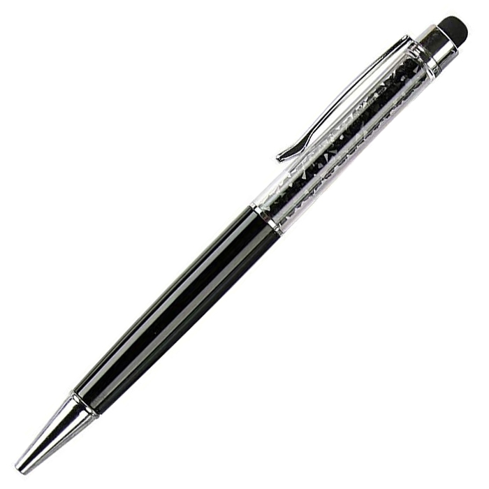 Guľôčkové pero / stylus, farba čierna / čierne kamene