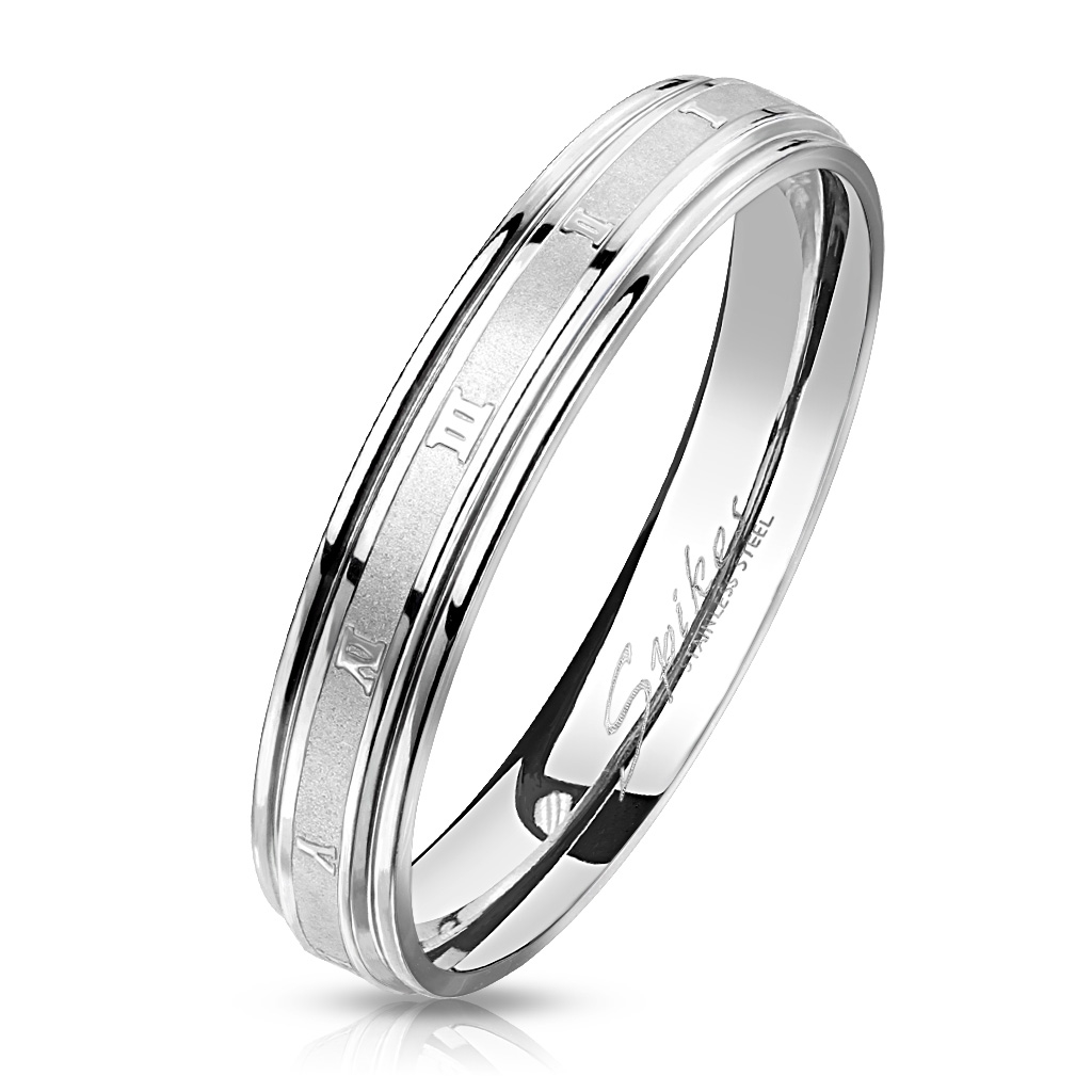 Šperky4U Ocelový prsten s římskými číslicemi - velikost 52 - OPR1771-52