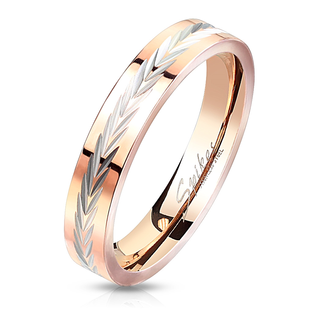 Šperky4U Zlacený ocelový prsten - velikost 57 - OPR1770-57