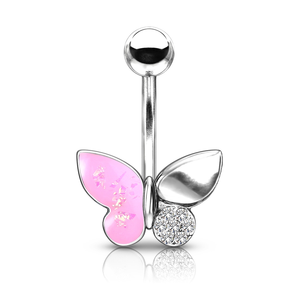Šperky4U Piercing do pupíku motýlek - WP01331-P