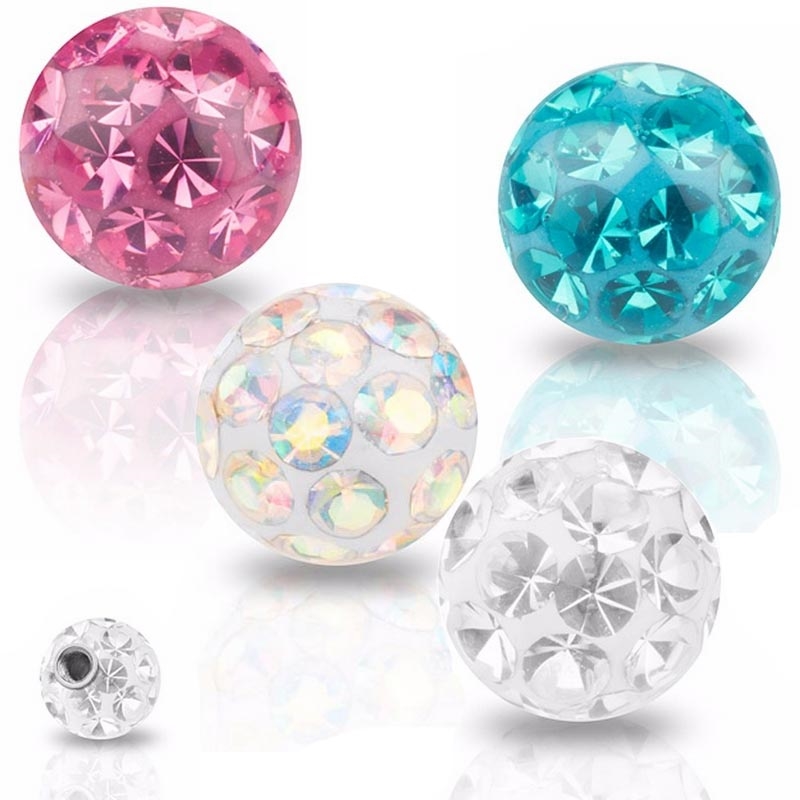 Náhradná gulička s kryštálmi Swarovski ®, 6 mm, závit 1,6 mm