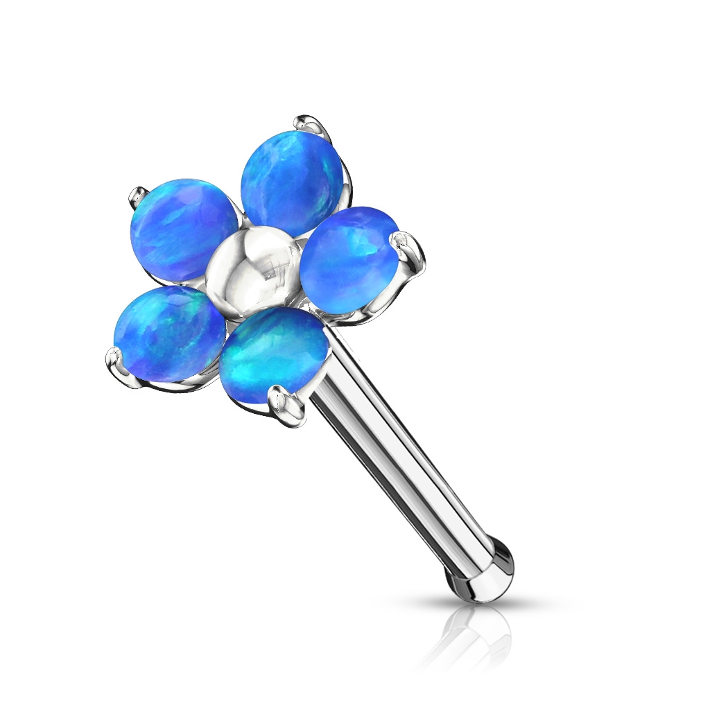 Piercing do nosa - kytička s opálmi