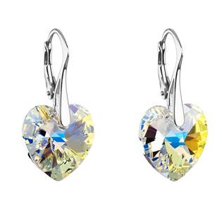 Stříbrné náušnice srdce Crystals from Swarovski®, AB