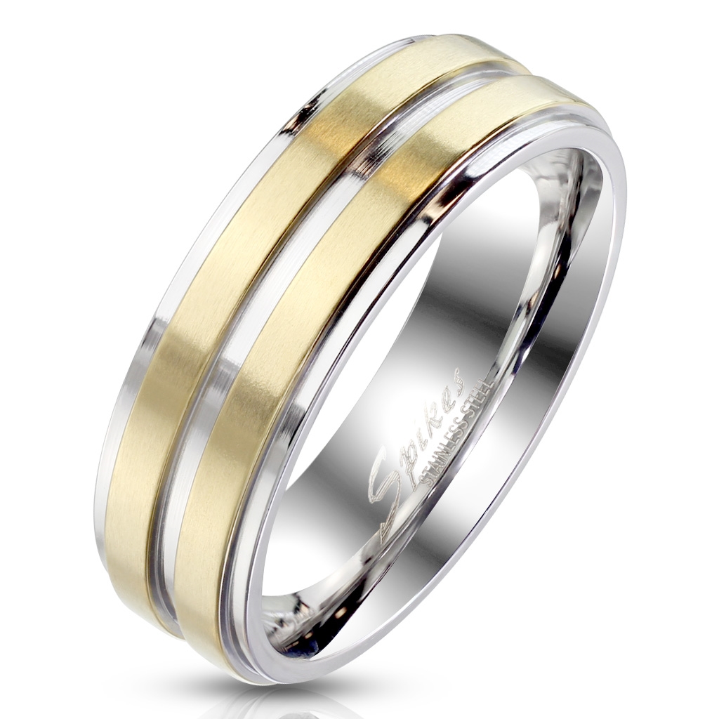 Šperky4U OPR1769 Dámský ocelový prsten s pruhy - velikost 62 - OPR1769-62