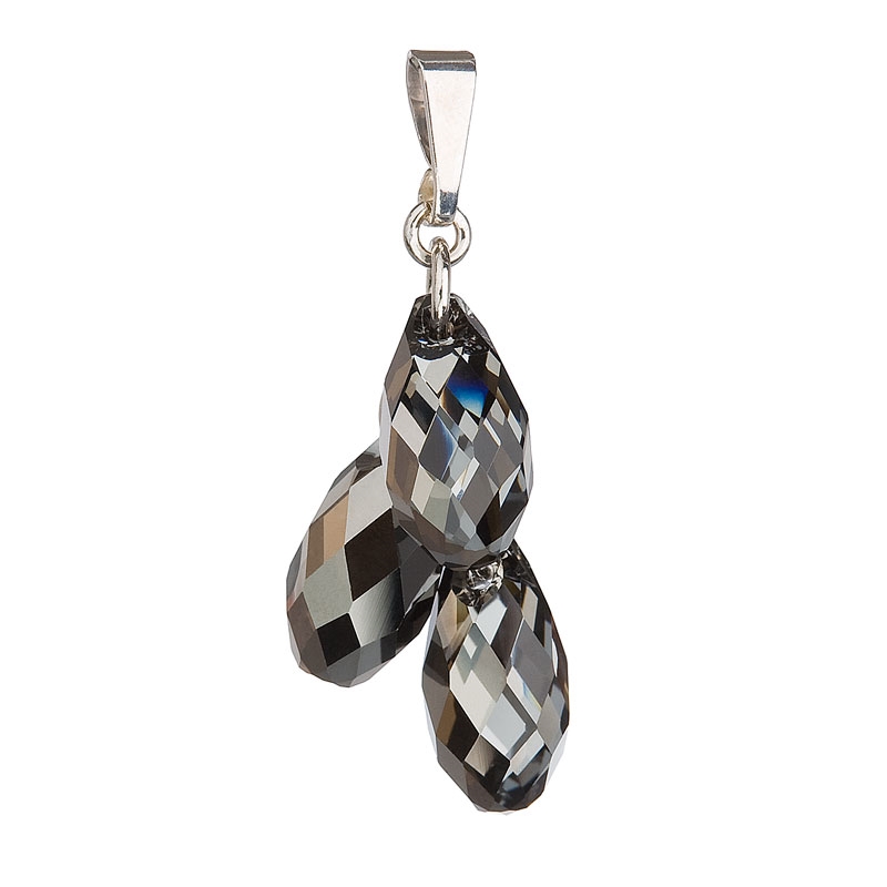 EVOLUTION GROUP CZ Stříbrný přívěšek kapka s krystaly Crystals from Swarovski® Silver Night - 34146.5 Silver Night