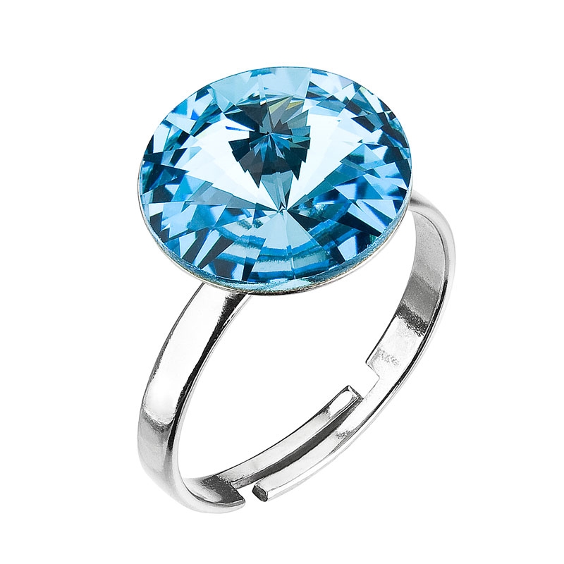 Strieborný prsteň s kameňom Crystals from Swarovski ® Aqua