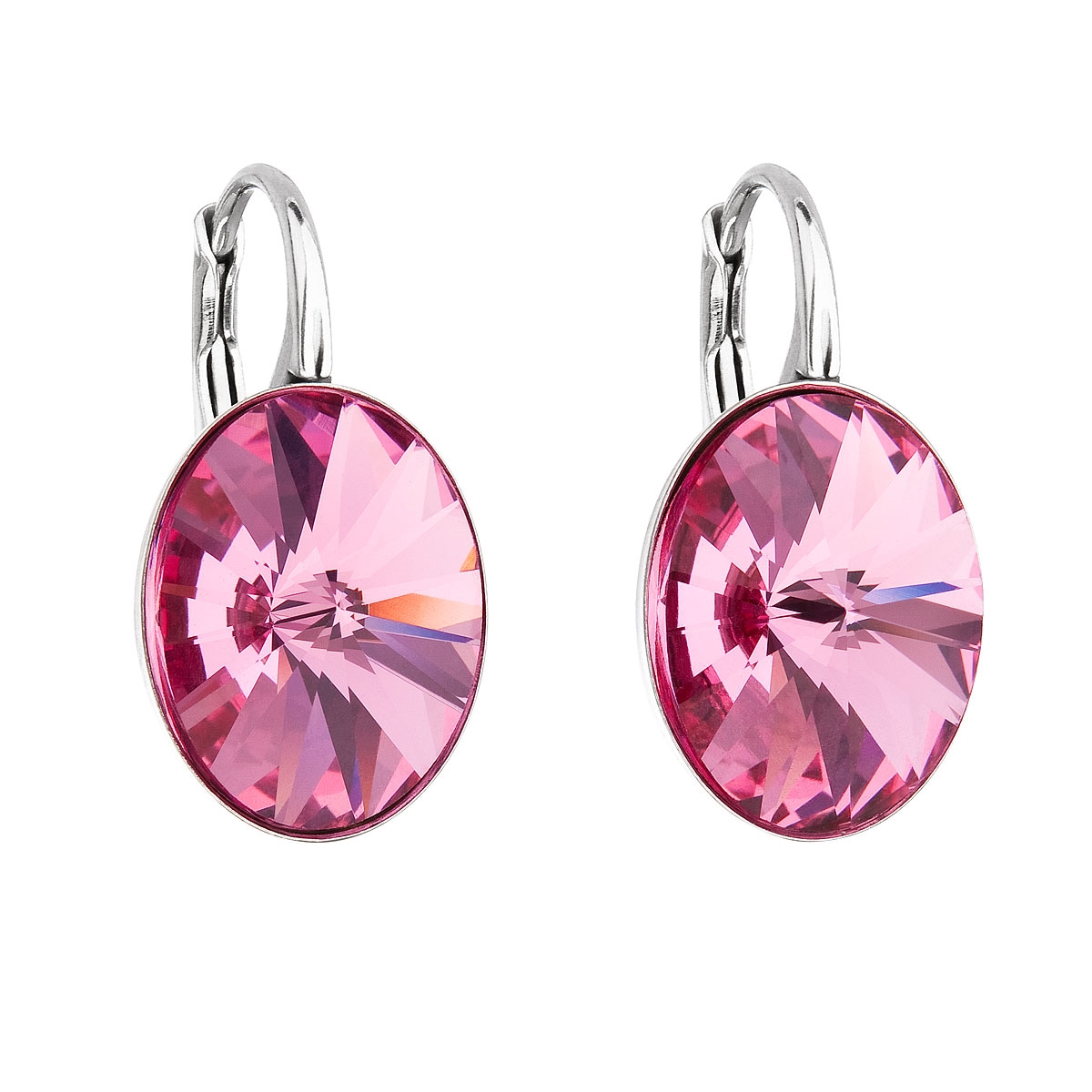 Strieborné náušnice s kryštálmi Crystals from Swarovski ® ROSE