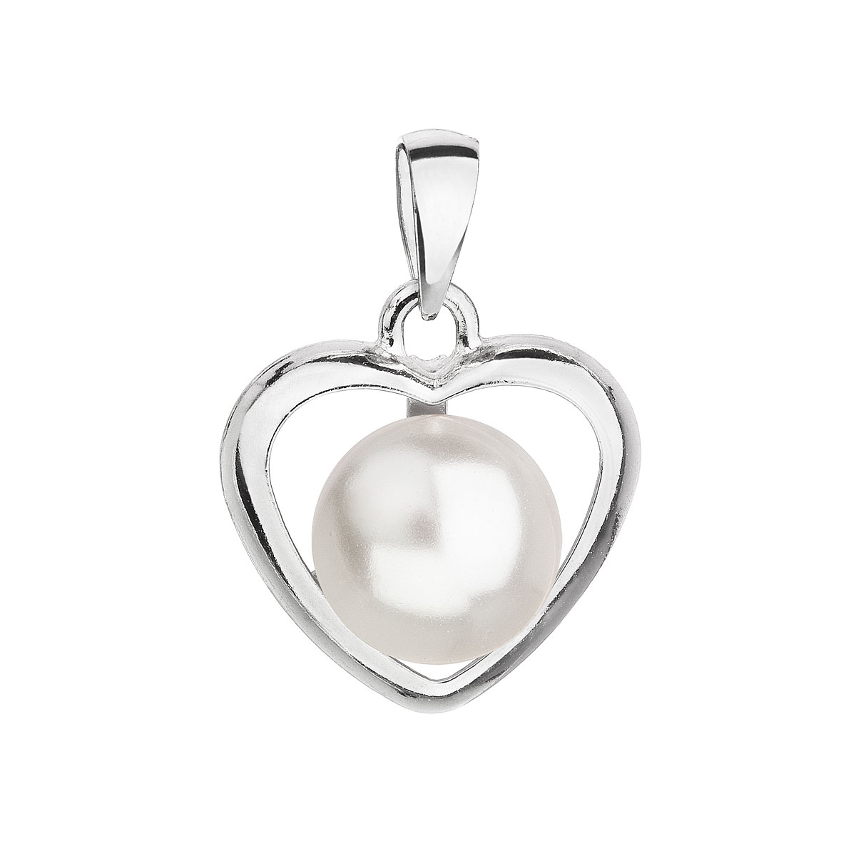 Strieborný prívesok srdce s perlou Crystals from Swarovski