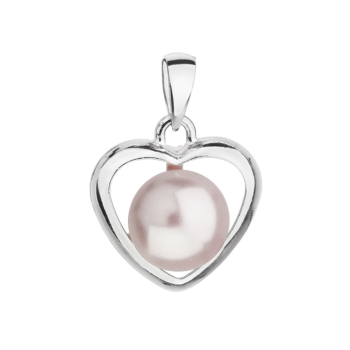 Strieborný prívesok srdce s perlou Crystals from Swarovski