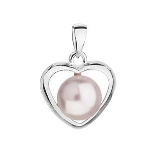 Stříbrný přívěsek srdce s perlou Crystals from Swarovski